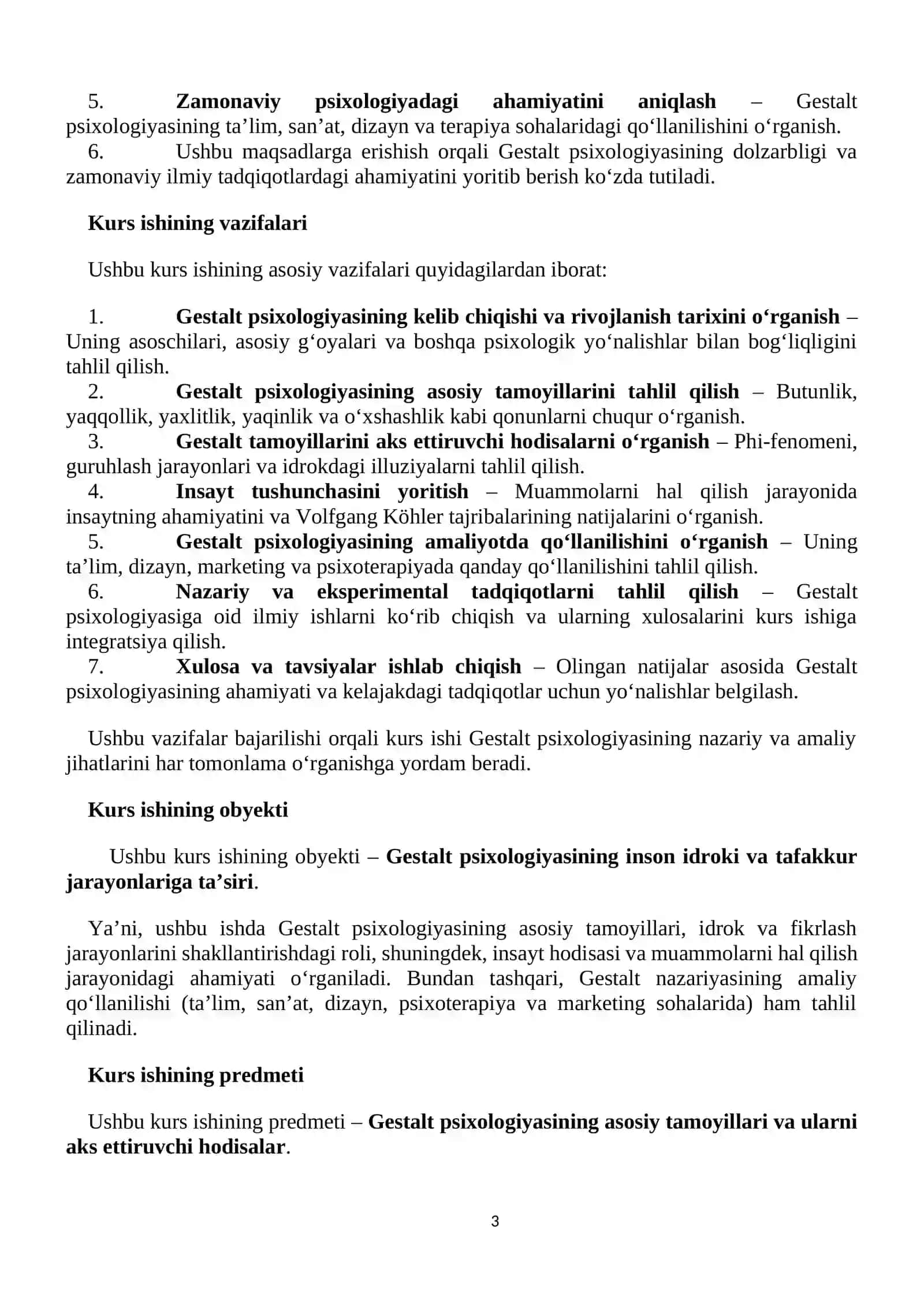 Gestalt psixologiyasining umumiy xususiyatlari: asosiy printsip va uni aks ettiruvchi hodisalar.Insayt haqida fikir 3