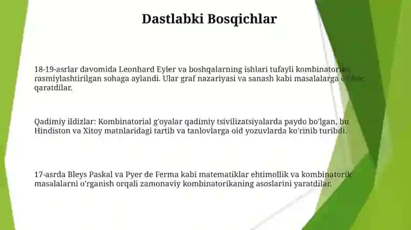 Kombinatorika fani rivojlanish tarixi 3