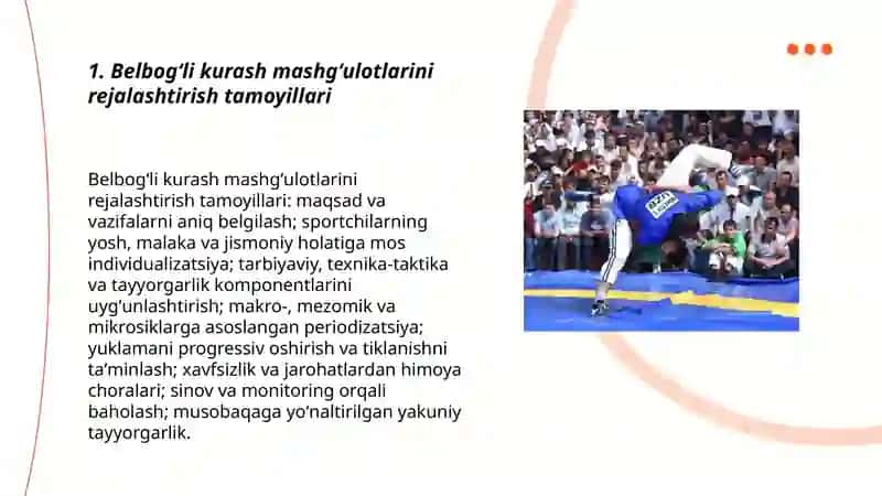 Belbogli kurash mashgʻulotlarini tashkillashtirish va oʻtkazish nazariyasi 3