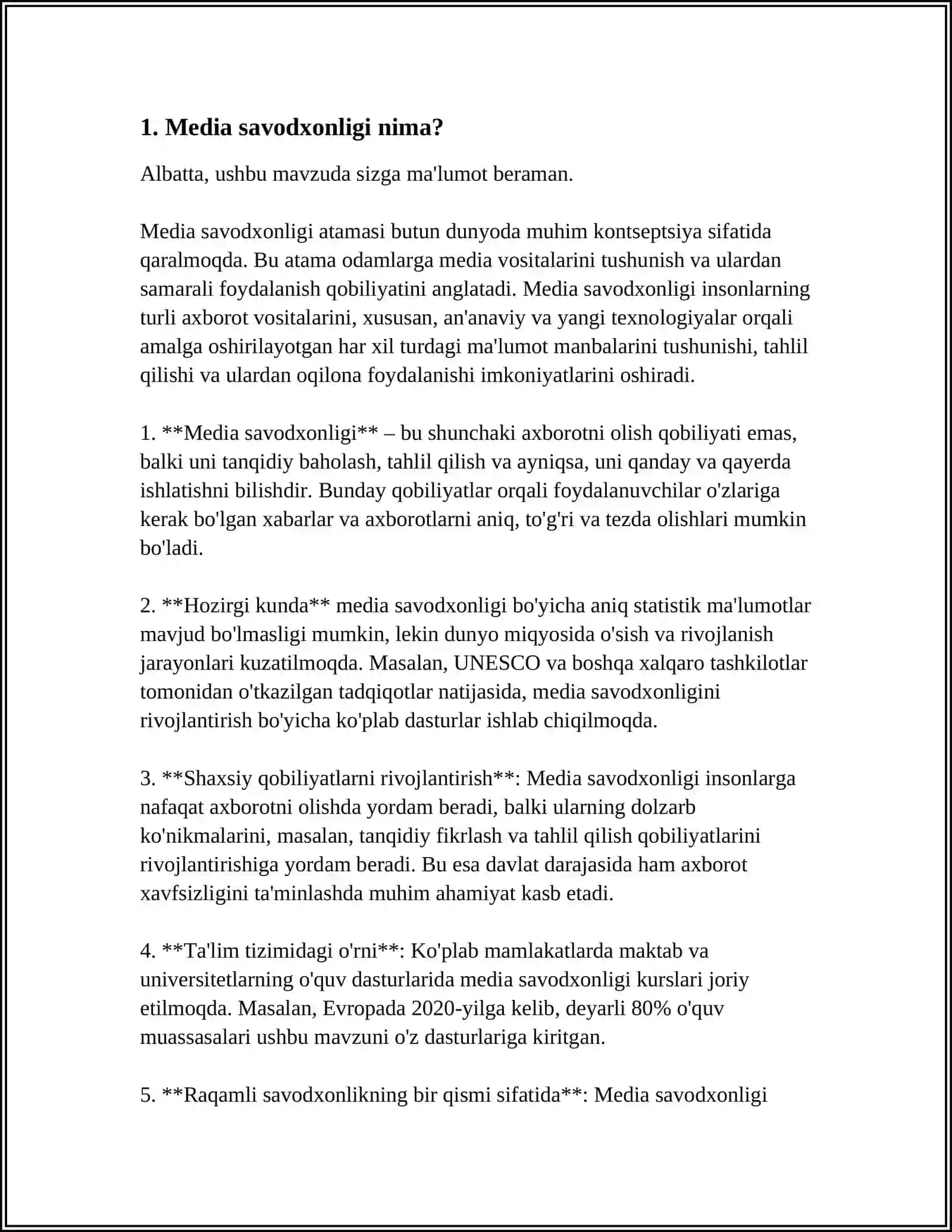 SIZ NIMA UCHUN MEDIA SAVODLI BÖLISHINGIZ KERAK 3