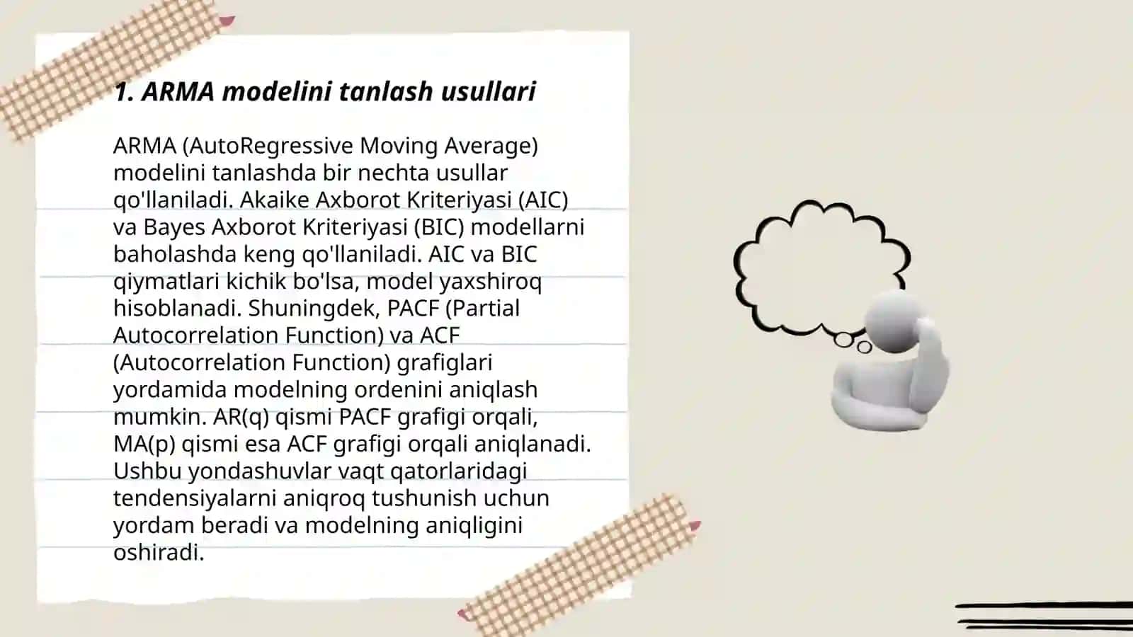 ARMA modelini tanlash va uni baholash 3