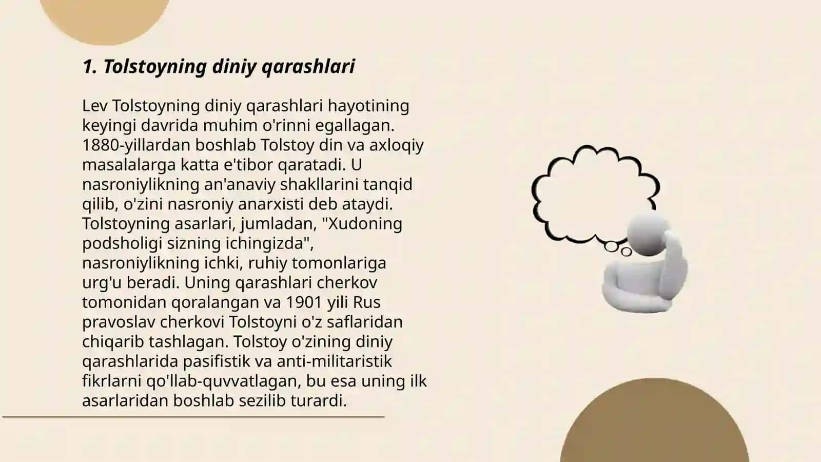Lev Tolstoyning Iqrornoma asaridagi diniy etiqodlarni tahlil etish 3