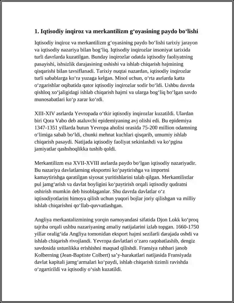 MERKANTILIZM G'OYASI VUJUDGA KELISHINING IQTISODIY VA IJTIMOIY SHART-SHAROITLARI 3