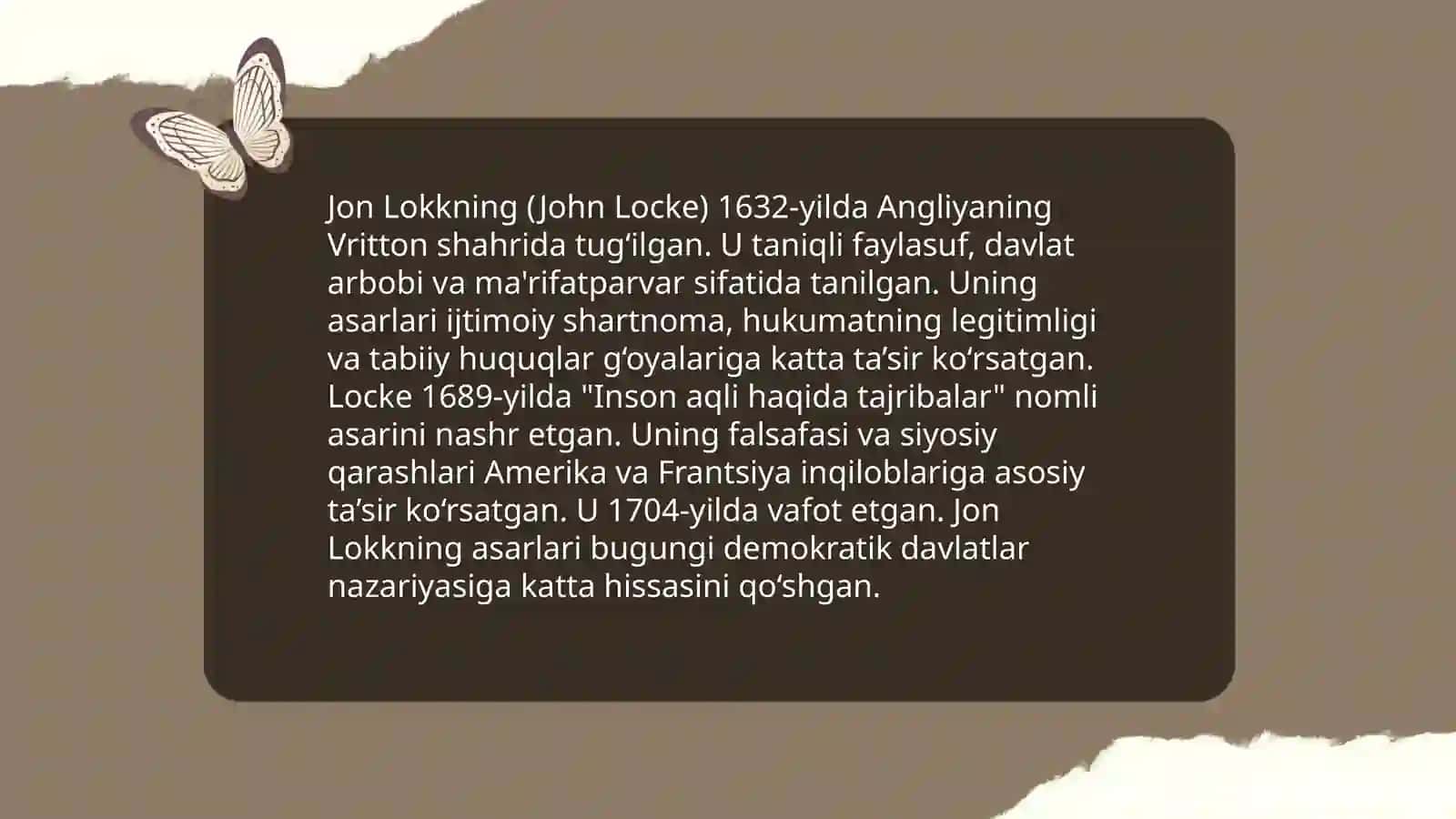 Jon Lokk klassik referalizm mafkurasining asoschisi 3