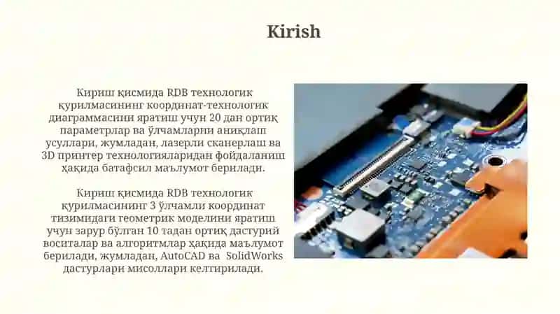 RDB texnologik jihozini koordinataviy-texnologik sxemasini qurish metodikasi 3