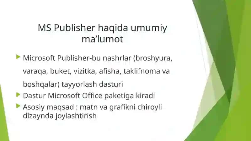 Microsoft Publisher yordamida nashrlar yaratish 3