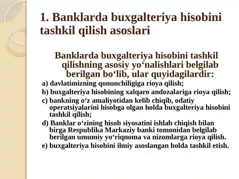 BANKLARDA BUXGALTERIYAHISOBINITASHKILQILINISHI 3