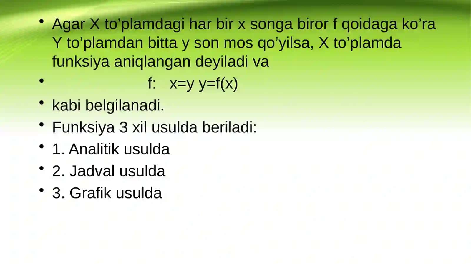 Funksiyalarni taqqoslashFunksiyani uzluksizligi ta’riflari 3