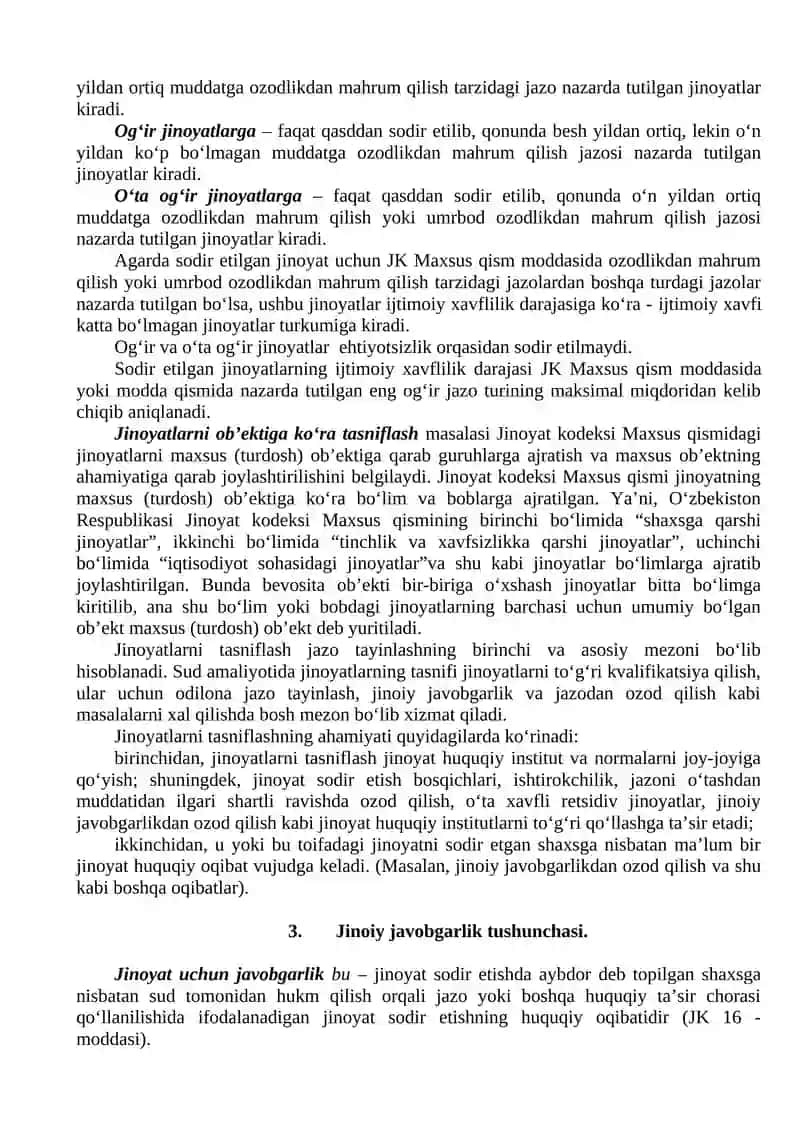 Jinoyat va jinoyatlarni tasniflash 3