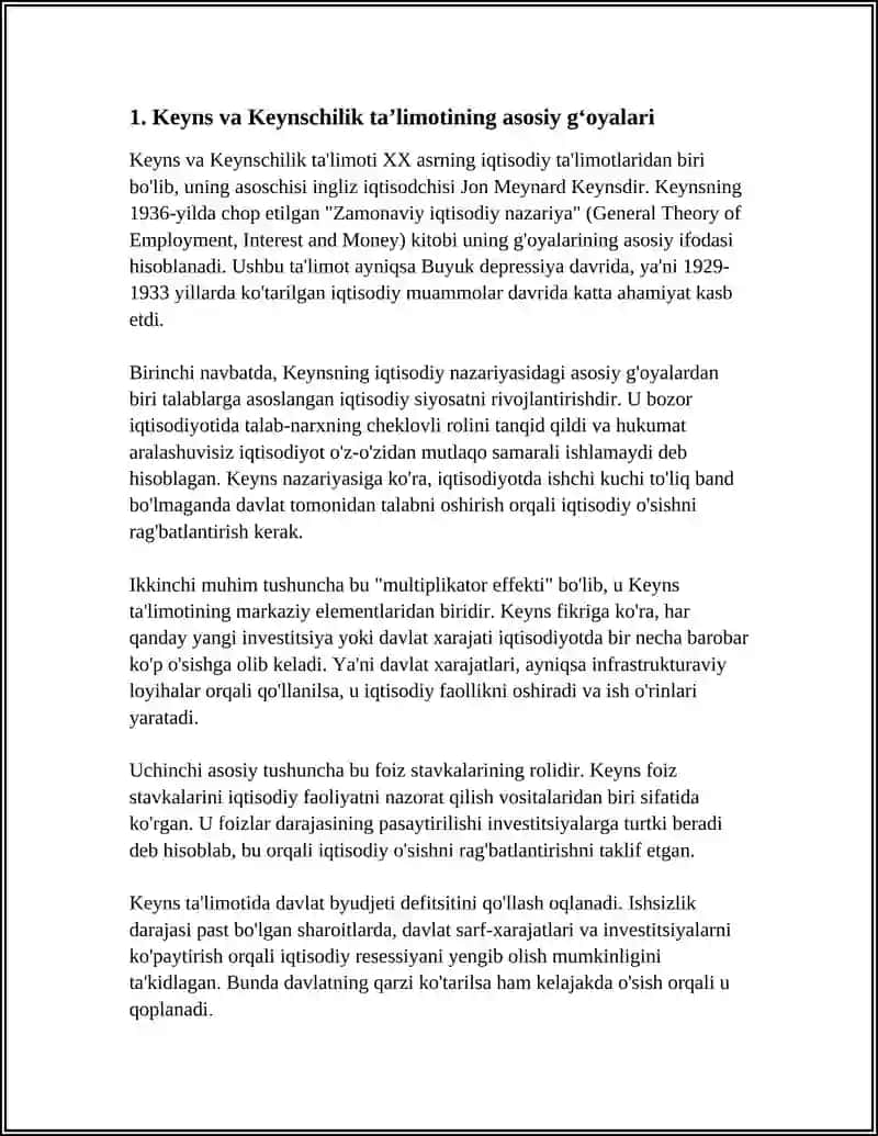 KEYNS VA KEYNSCHILIK TALIMOTI. NOMUKAMAL RAQOBAT BOZORI NAZARYASI 3