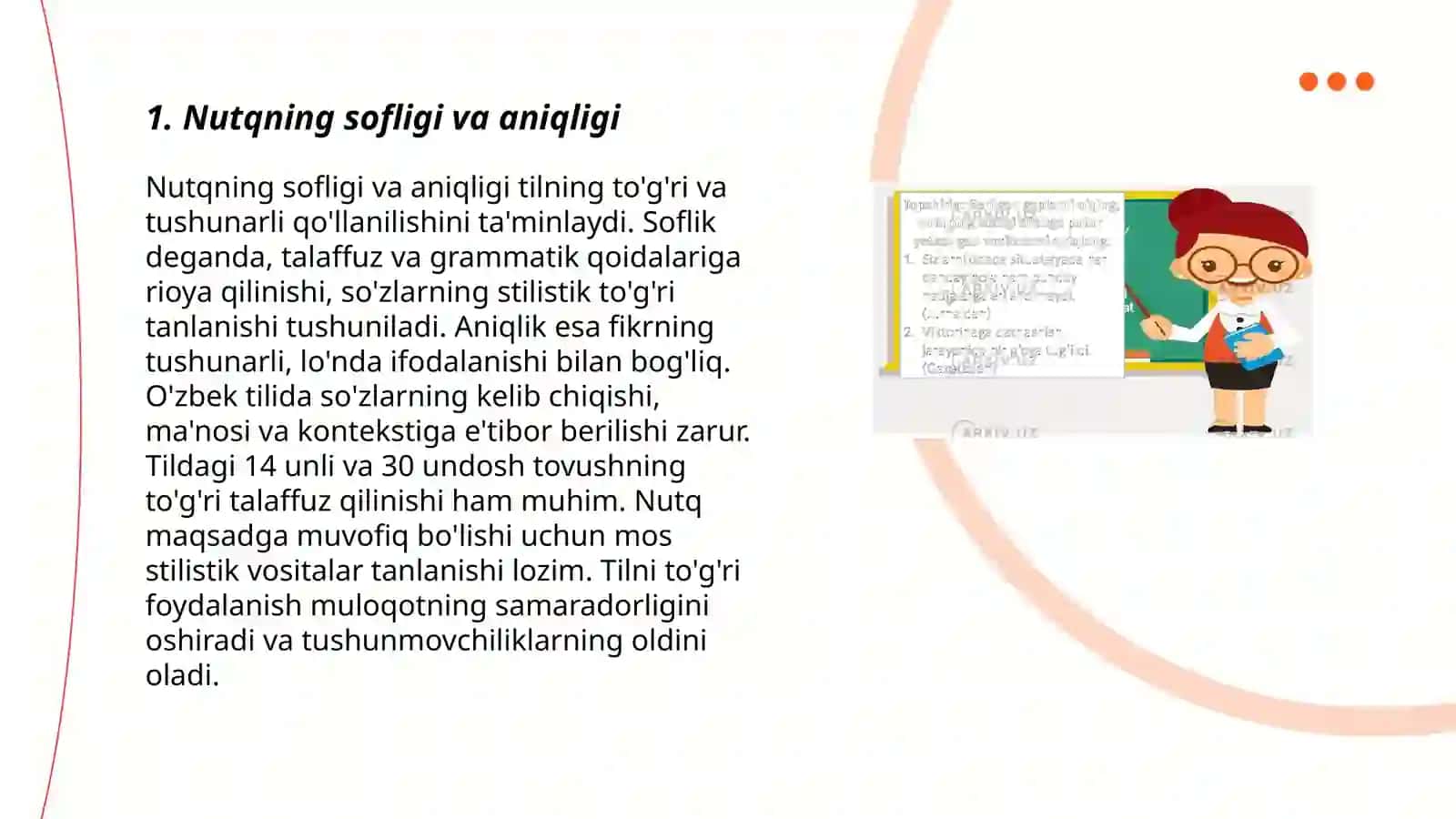 Nutqning sofligi va ma'naviy jihatlari. Muloqot madaniyati nutqiy etiket 3