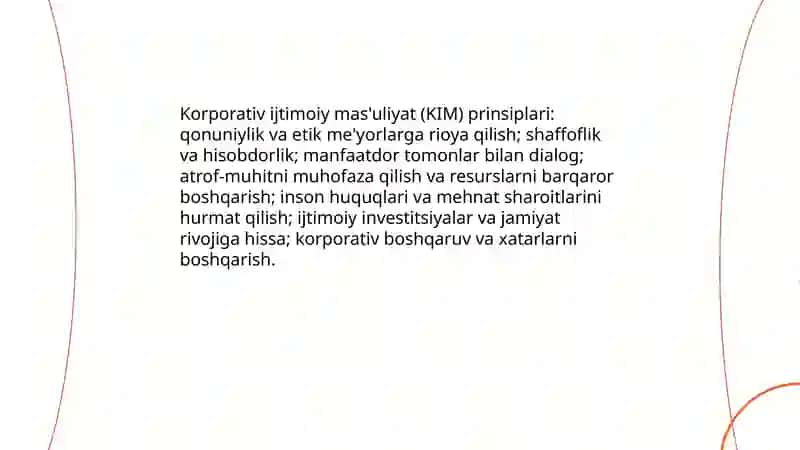 Korporativ ijtimoiy mas'uliyat (KIM) prinsiplari 3