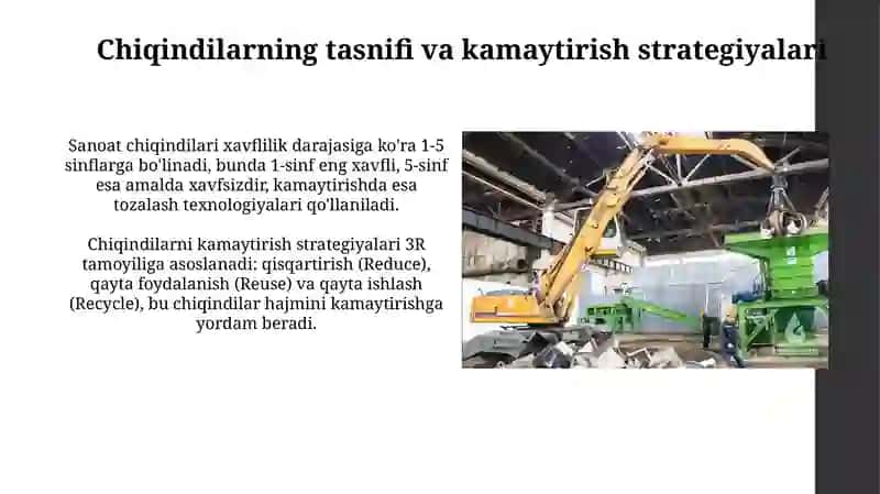 Sanoat chiqindilarining ekologik xavfsizligini ta'minlash texnalogiyalari 3