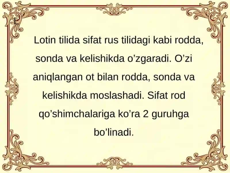 SIFAT SO’Z TURKUMI  SIFATNINGGRAMMATIK KATEGORIYALAR. SIFATNING IKKI GURUHI.SIFATNING LUG’AT SHAKLI. 3