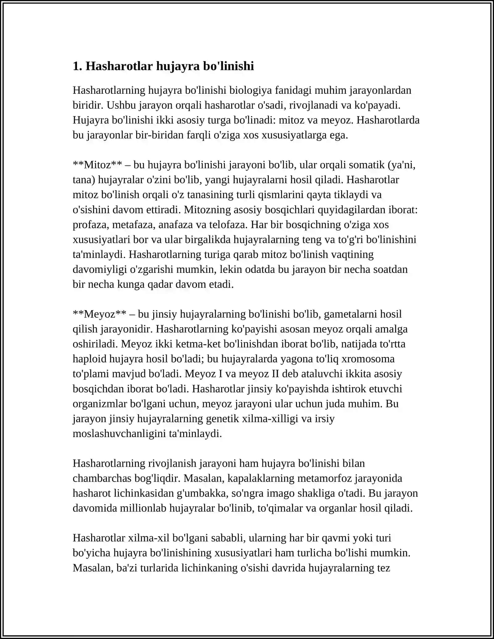 HASHAROTLARNING KO'PAYISHI VA RIVOJLANISH BIOLOGIYASI 3