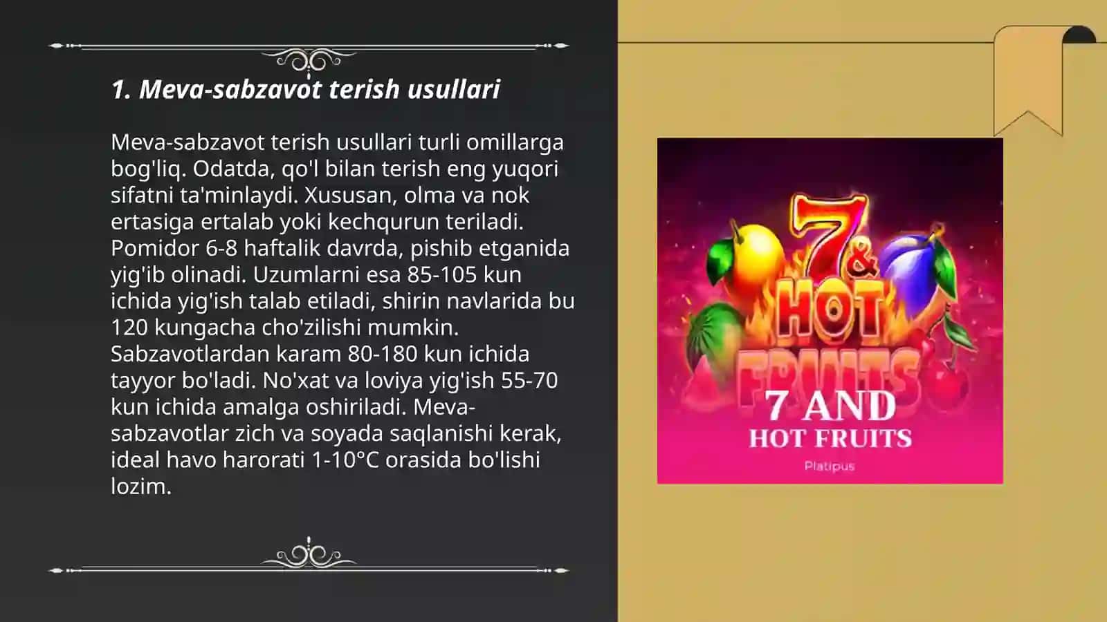 Meva-sabzavot terish usullari 3