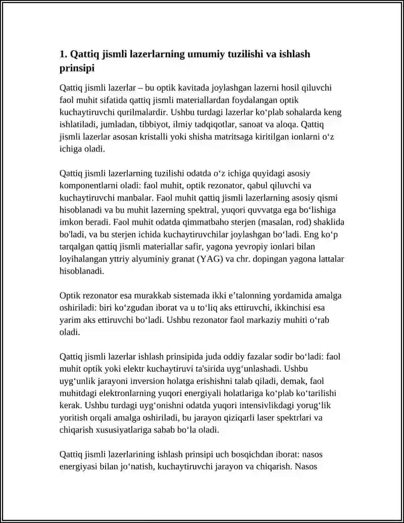 QATTIQ JISMLI VA YARIM OʻTKAZGICHLI LAZERLAR 3