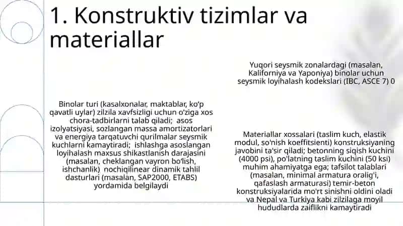 Maxsus inshootlar zilzila qardoshligi masalalari 3