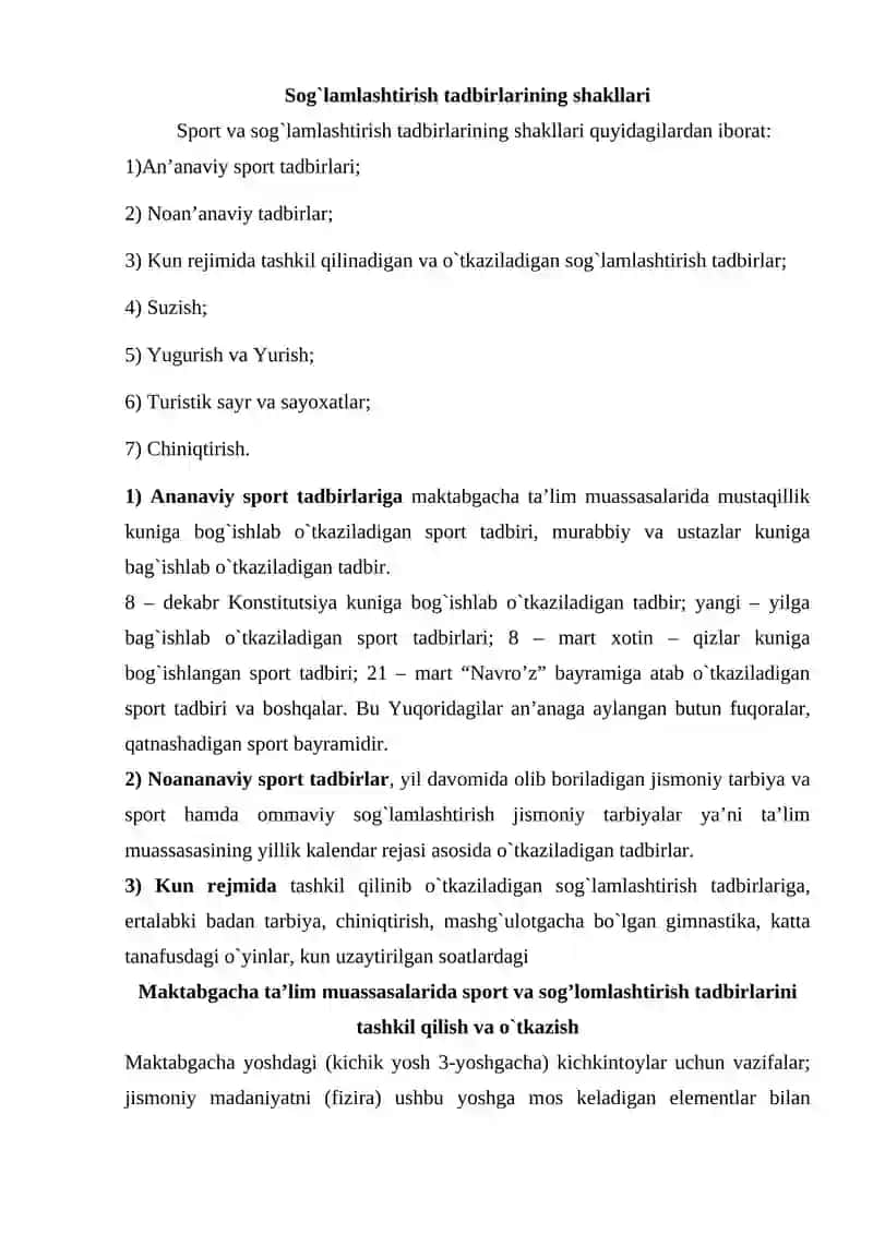 Spоrt va sоg`lamlashtirish tadbirlarini tashkil etish va o`tkazish mеtоdikasi 3