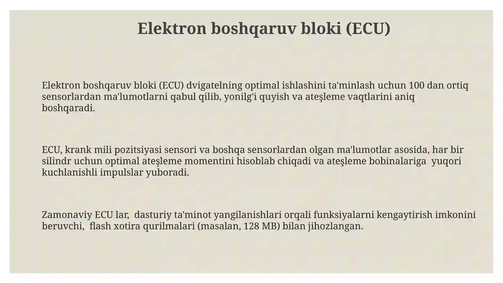Elektron boshqaruv bloki (ECU) 3