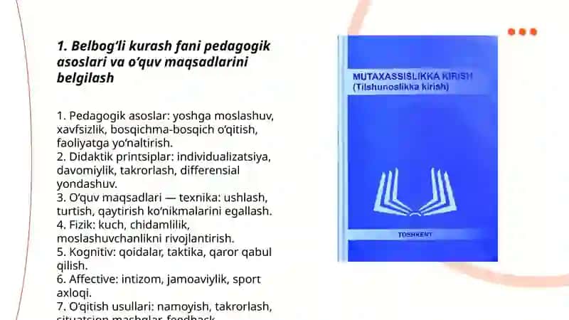 Belbog‘li kurash fani pedagogik asoslari va o‘quv maqsadlarini belgilash 3