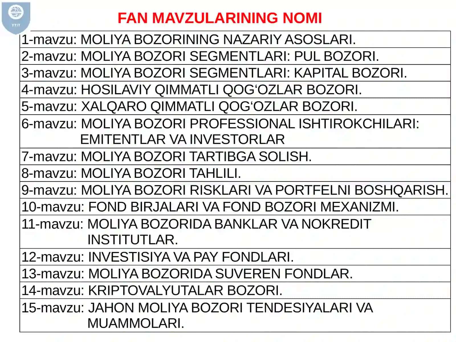 MOLIYA BOZORINING NAZARIY ASOSLARI 3