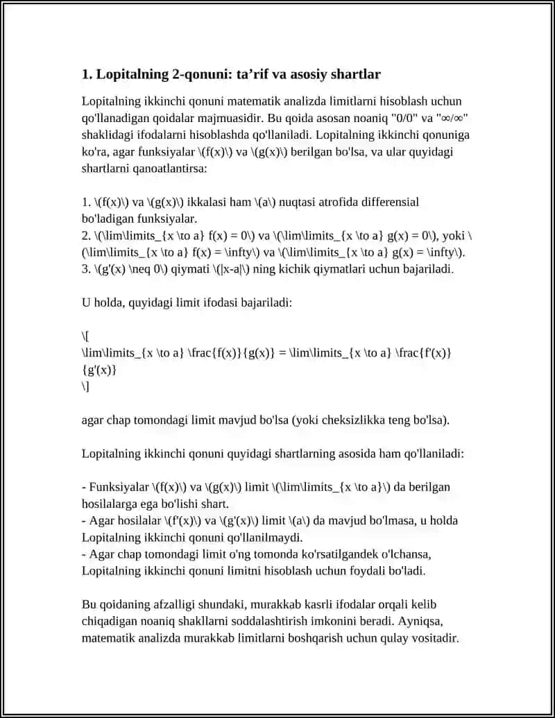 Lopitalning 2 Qonuni 3