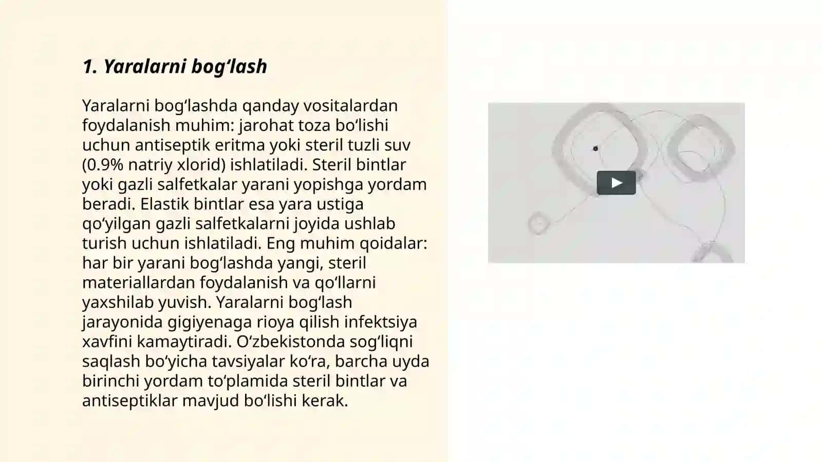 Yaralarni bog‘lashda qanday vositalardan foydalanish muhim 3