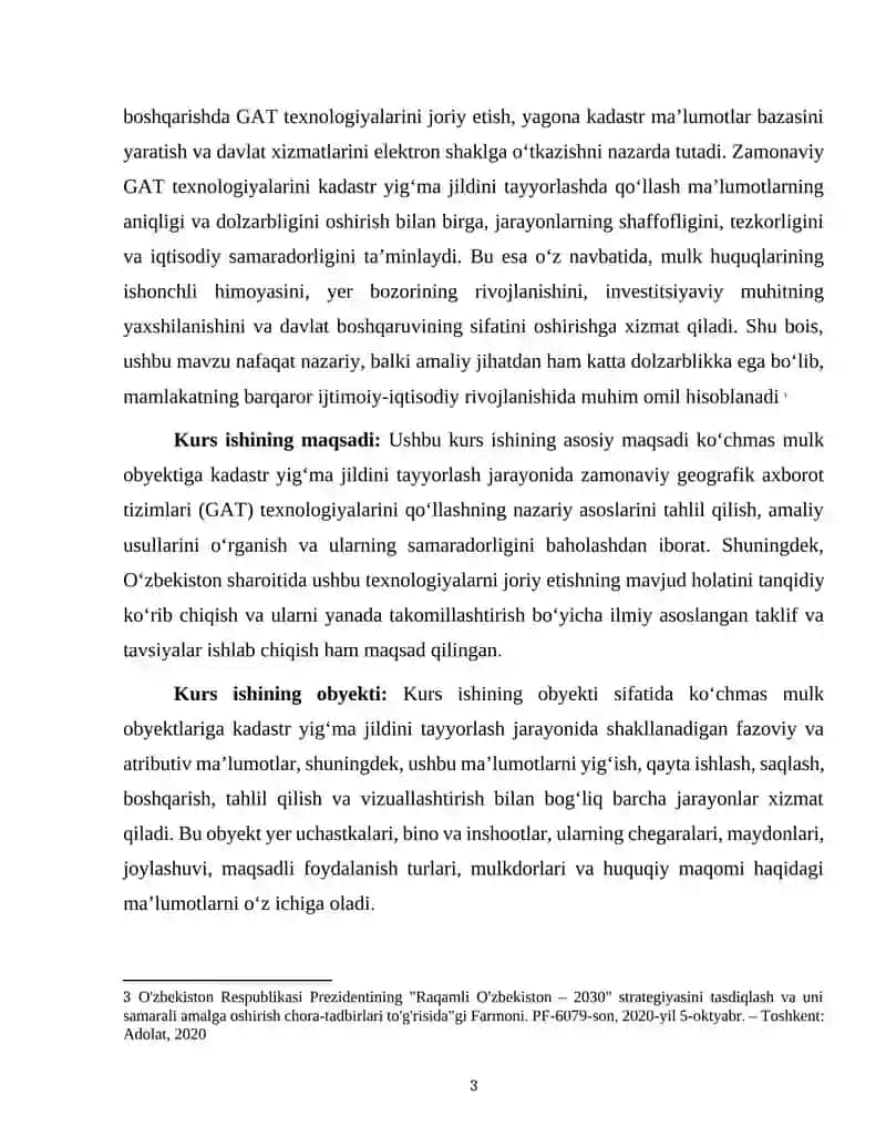 Ko'chmas mulk obyektiga kadastr yig'ma jildini tayyorlashda zamonaviy gap texnologiyalarini qo'llash usullari 3