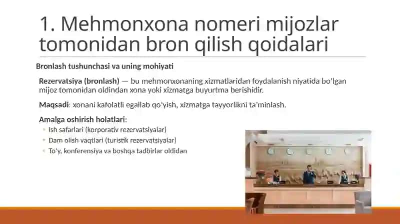 Mehmonxonada rezervasyon tizimi, Mehmonxona fondini boshqarish tizimlari 3