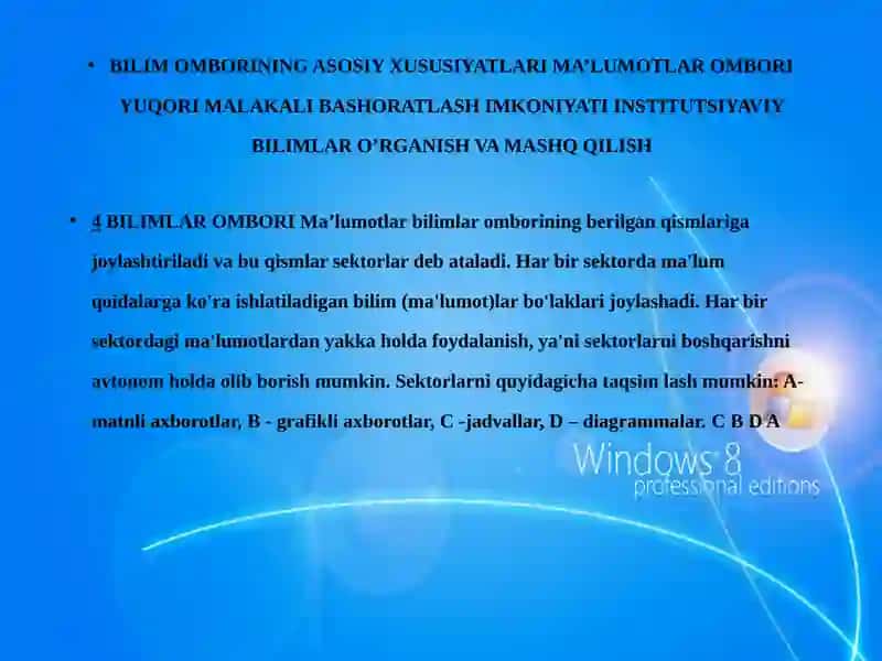 Tibbiyotda ma’lumotlar ombori va bilimlar omboridan foydalanish 3