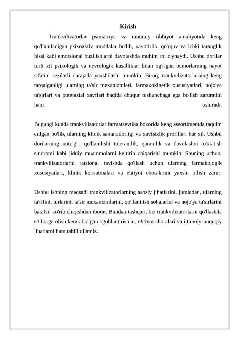 Trankvilizatorlar: Ta'rif, Ta'sir mexanizmi va Farmakokinetika 3