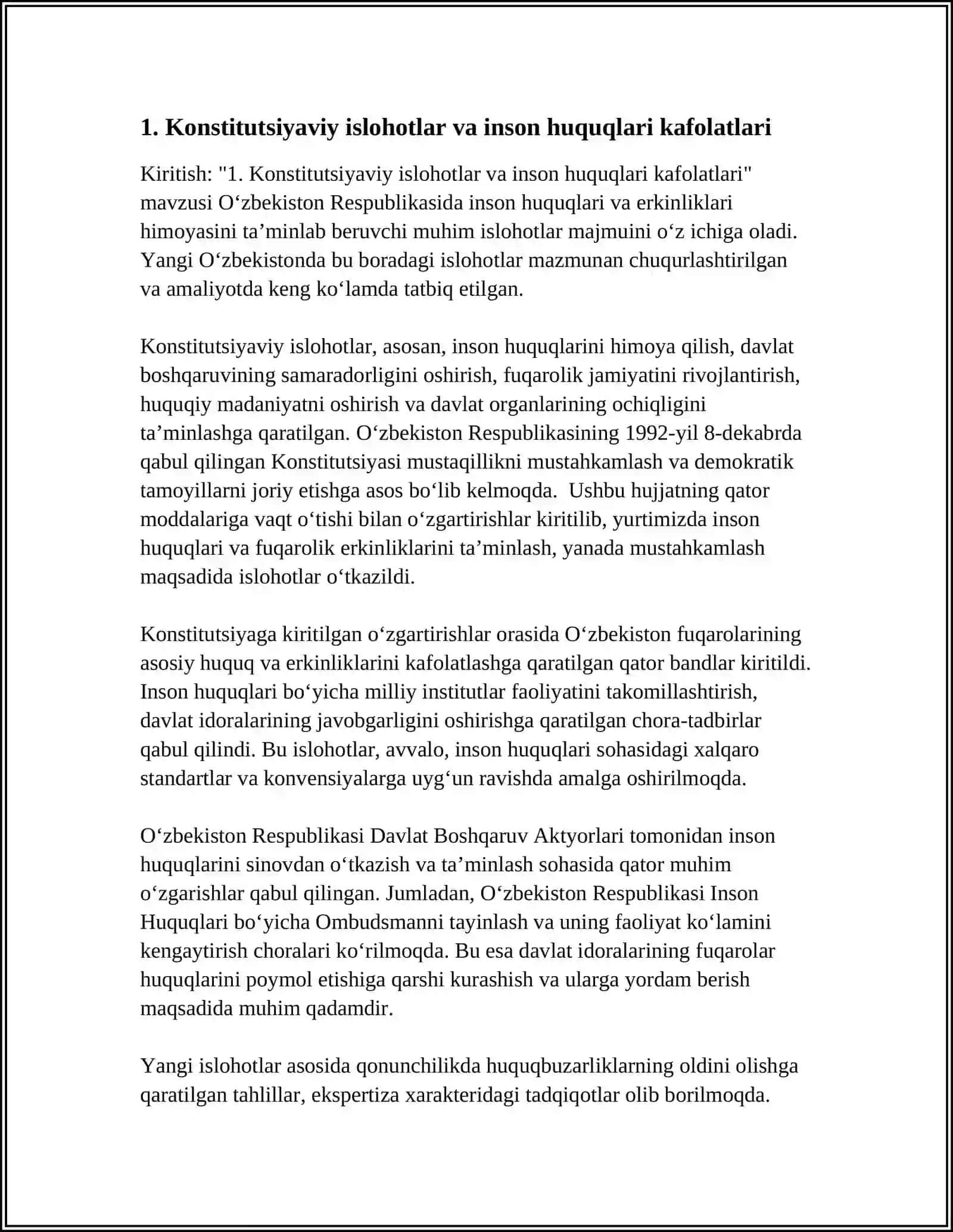 YANGI UZBEKISTANDA INSON HAQ HUQUQLARI VA ERKINLIKLARI VA KAFOLATINING YARATILISHI 3
