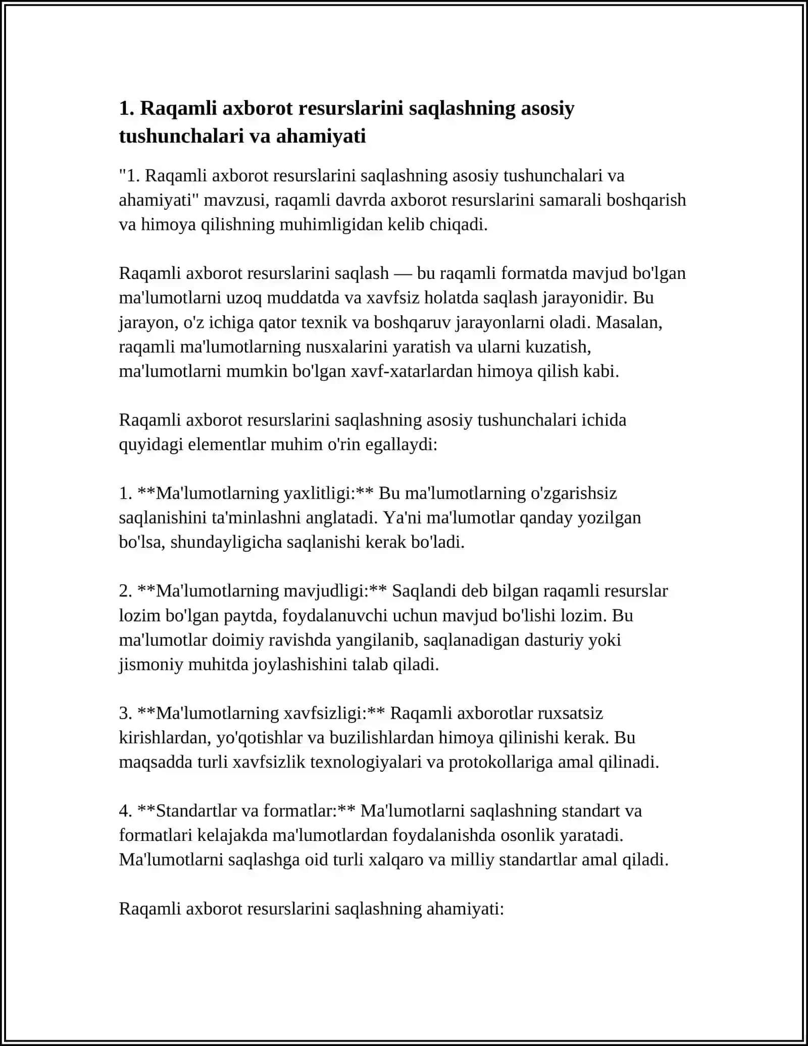 RAQAMLI AXBOROT RESURSLARINING SAQLANISHI 3