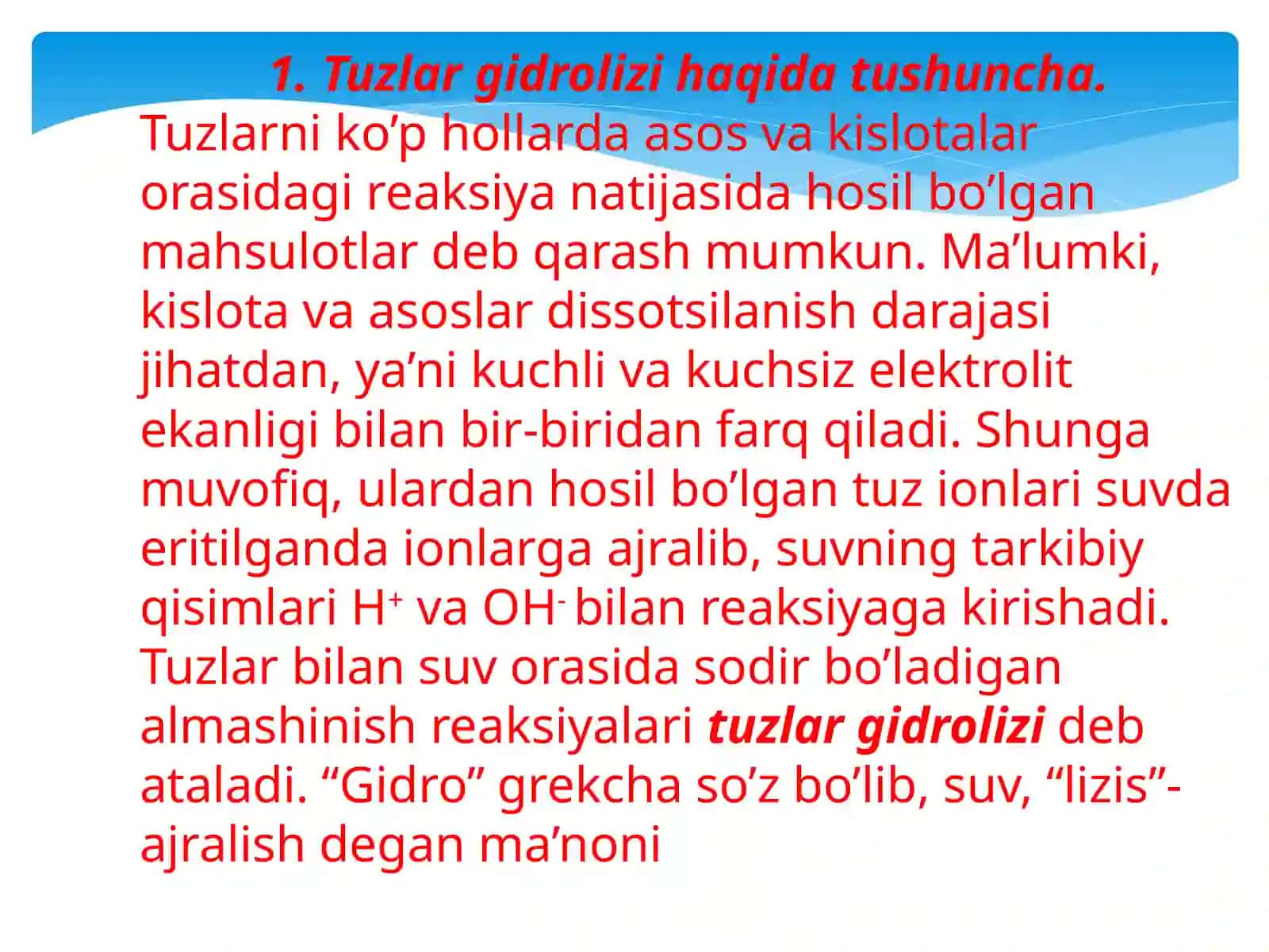 Tuzlar gidrolizi 3