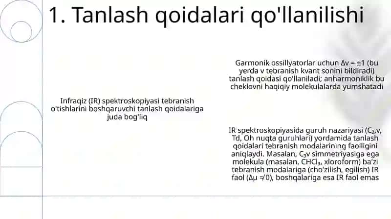 Infraqizil-spektroskopiyada tanlash qoidalari 3