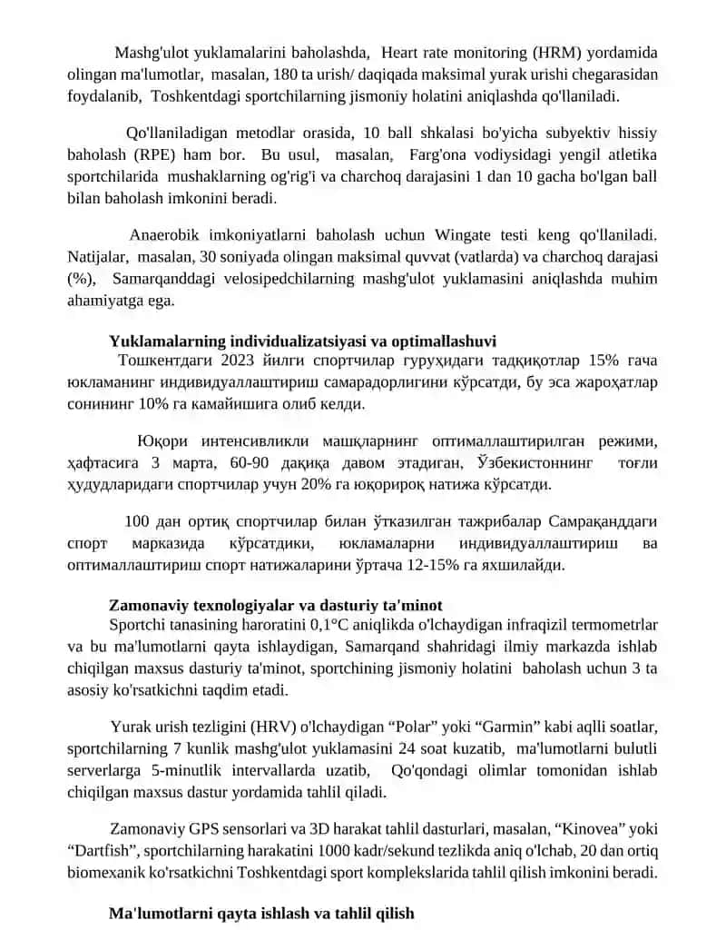 Trenirofka va musobaqa yuklanmalari nazorati metrologik asoslari 3