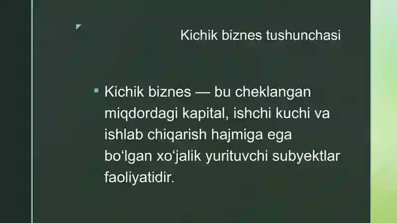 Kichik biznes va tadbirkorlik faoliyatini tashkil etish va boshqarish 3