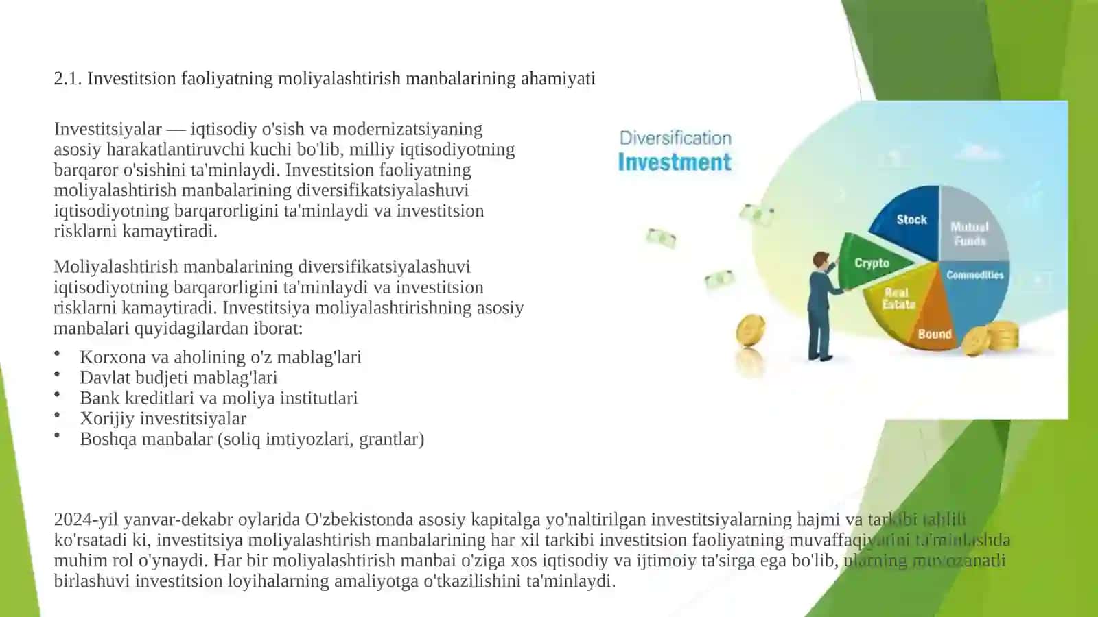 Investitsiya faoliyatini moliyalashtirish: manbalar, ahamiyati va istiqbollari 3