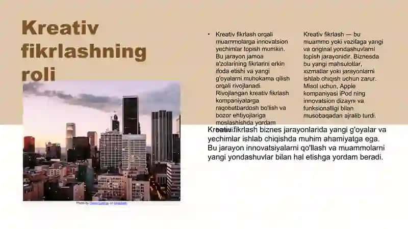 Kreativ fikrlashning o'rni 3