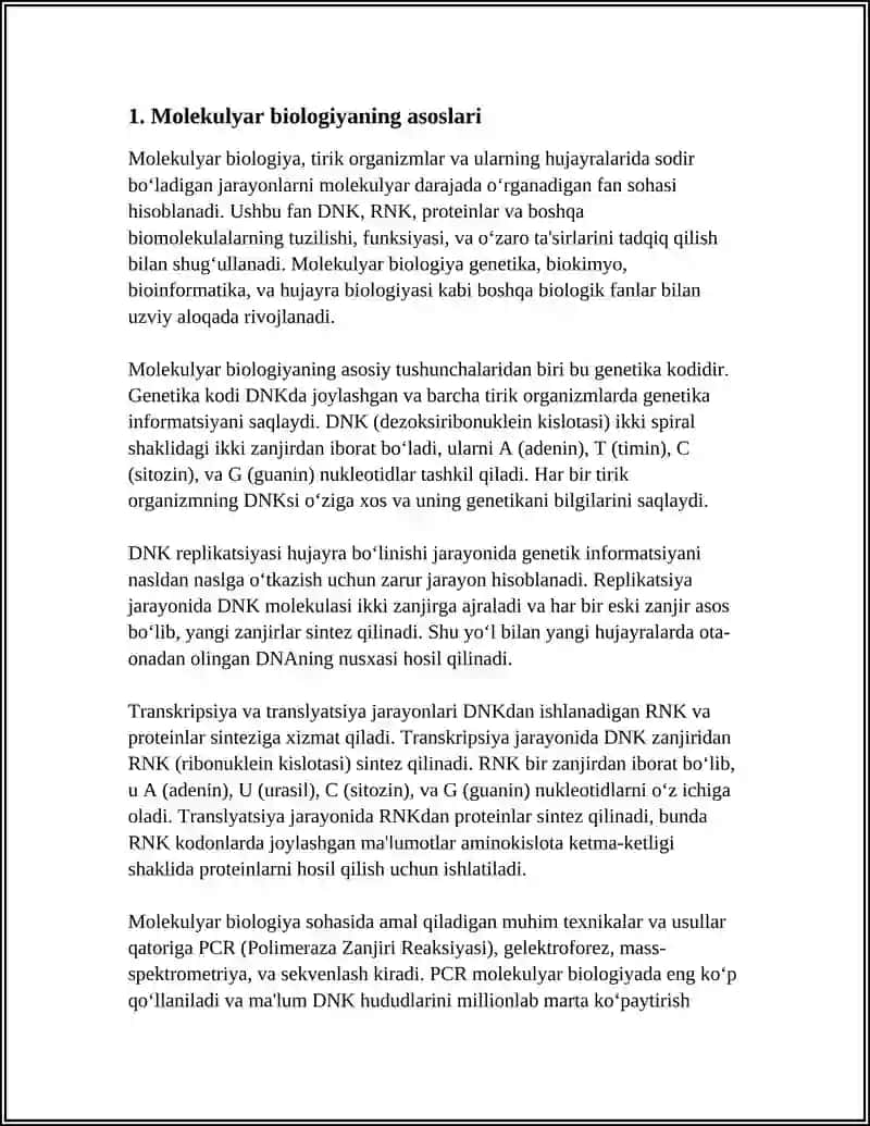 TIRIKLIKNING MOLEKULYAR ASOSLARI 3