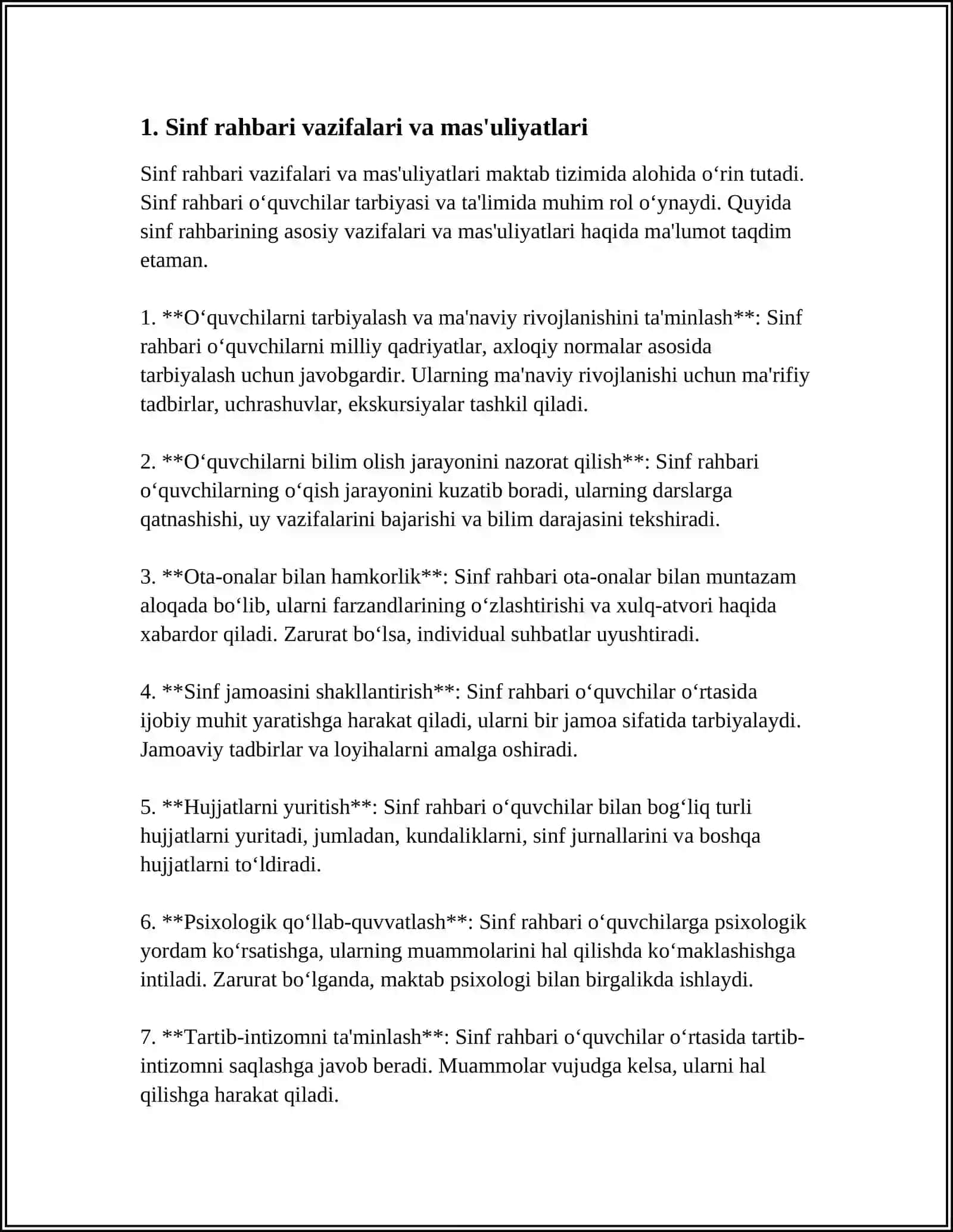 SINF RAHBARINING ISHINI REJALASHTIRISH METODIKASI 3