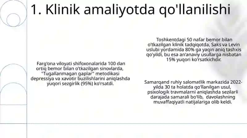 "D.M.Saks va S.Levining, Tugallanmagan jumlalar metodikasi" 3