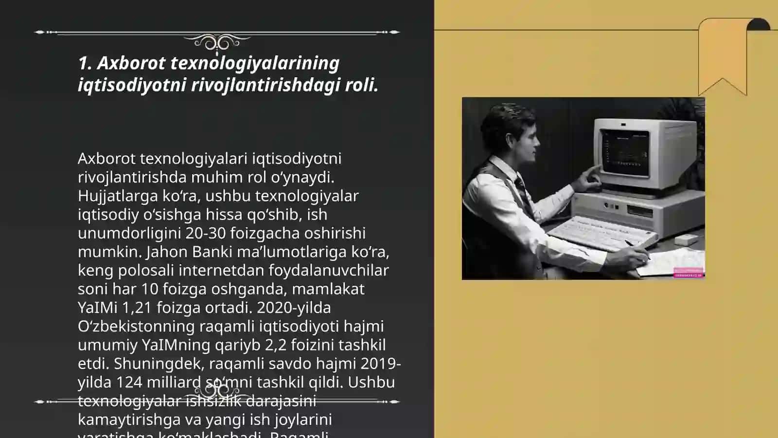 Mamlakat iqtisodiyotini rivojlanishida axborot texnologiyalarining ahamiyati 3