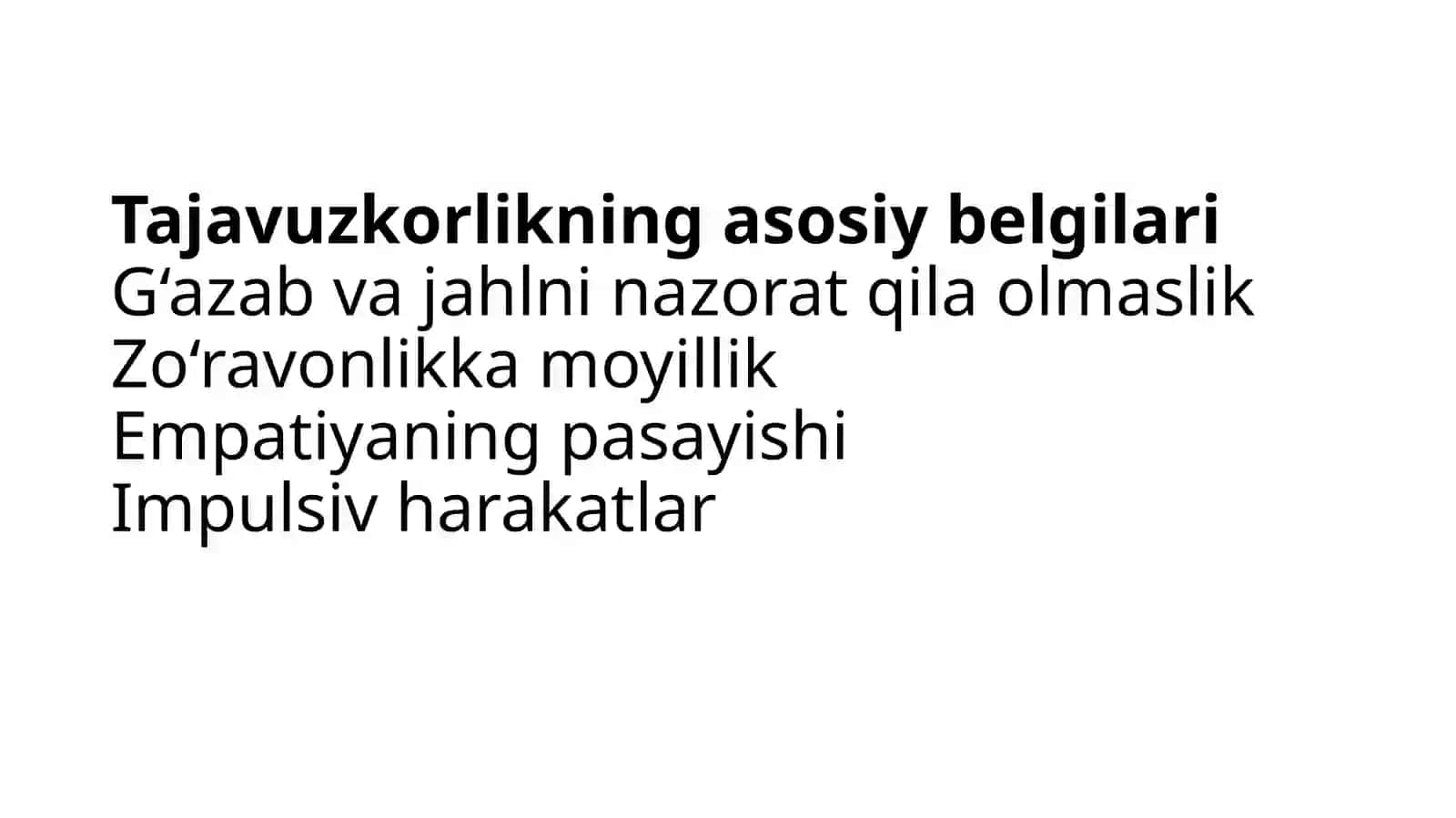 Tajavuzkor xulq tushunchasi 3