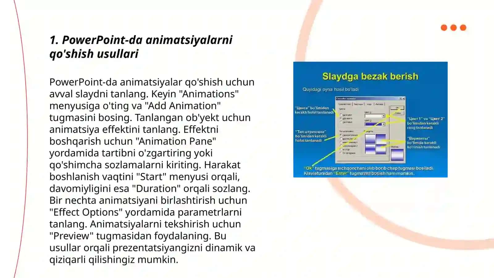 PowerPoint-da animatsion lavhalar yaratish 3