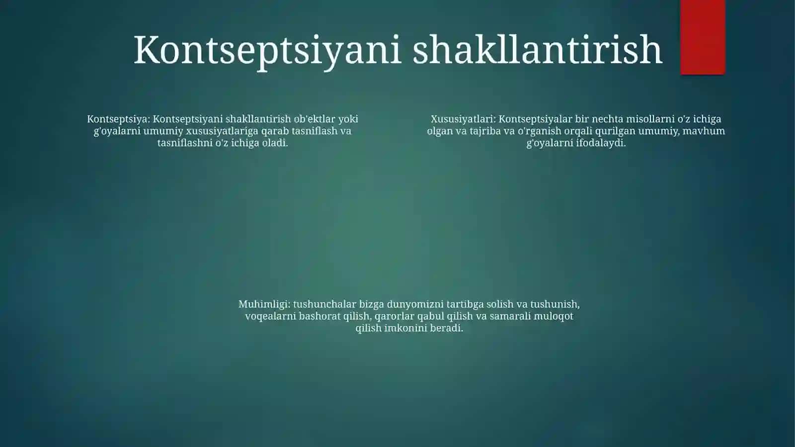 Tushuncha Predmetlarning Umumiy, Muhim Belgilarini Aks Ettiruvchi Muhim Shakli 3