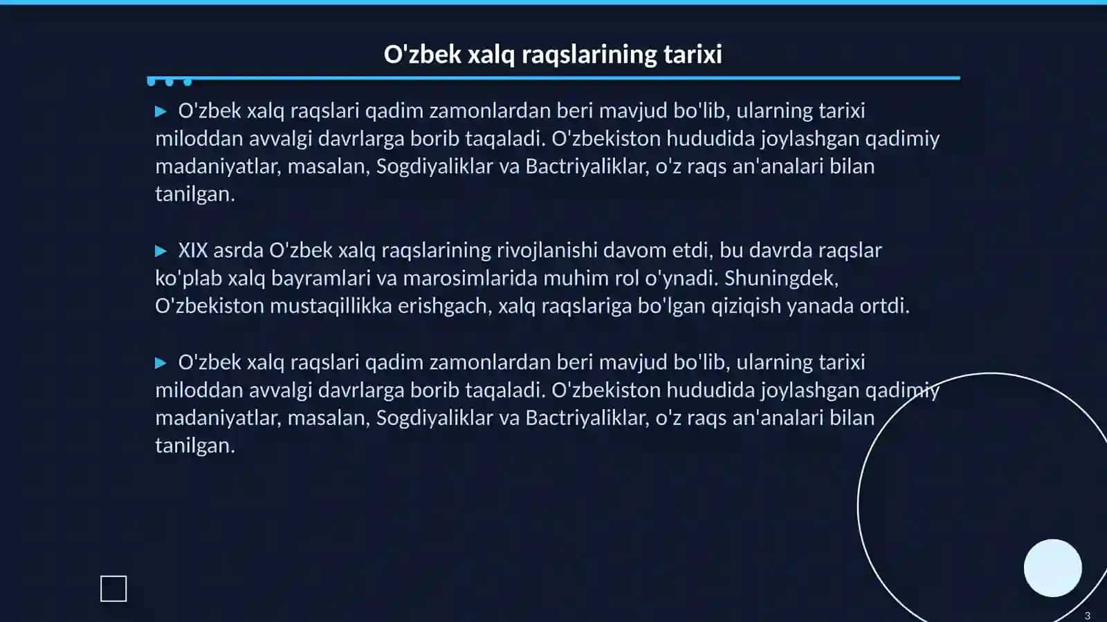 O'zbek xalq raqslari. Xalq tomosha teatrlari 3