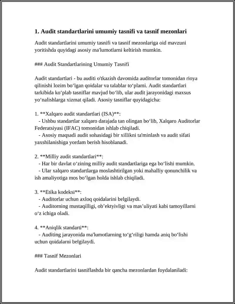AUDITNING STANDARTLARINI SINFLASHTIRISH VA O'ZBEKISTON RESPUBLIKASIDA QO'LLASH MASALALARI 3