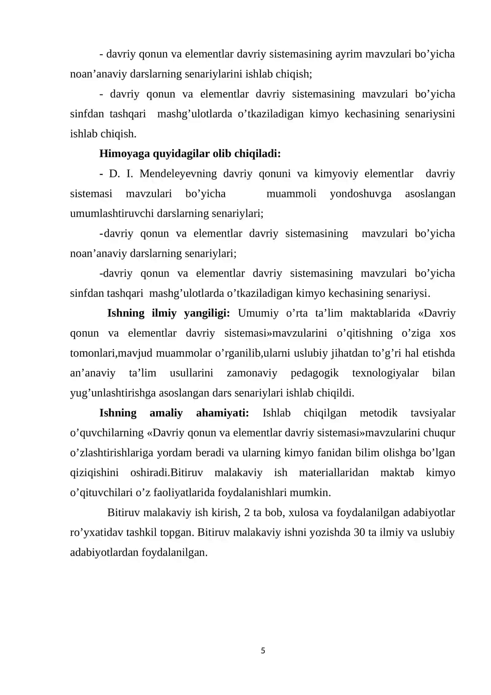 Maktab kimyo kursida davriy qonun va D.I.Mendeleevning kimyoviy elementlar davriy sistemasini o’qitish metodikasi 3
